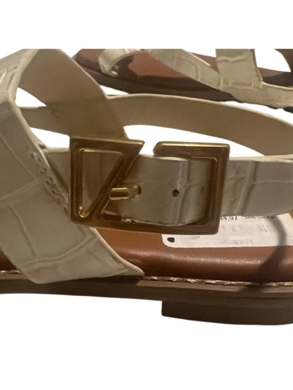 Franco Sarto Gabby Cream Open Round Toe Slingback Flat Sandals Size 9 New - Picture 7 of 10